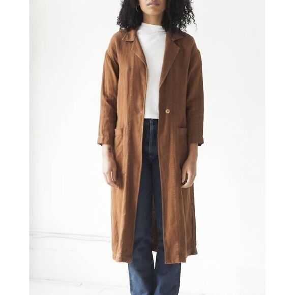 Esby - Baronne Linen Duster in Clove sz XS - Picture 1 of 6